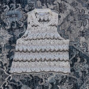 American Eagle Outfitters Cream Knit Lace Top